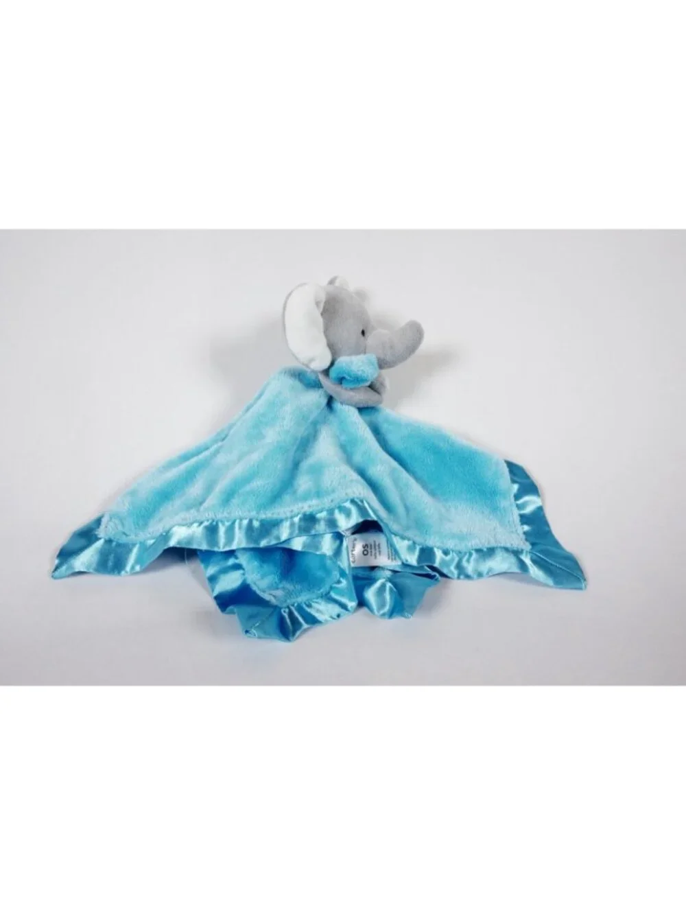 Carter's Elephant Lovey Blue Baby Security Blanket Plush Satin 2014